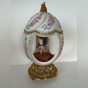 Vintage Franklin Mint House of Faberge Egg Carousel Horse Gold Plated Swarovski
